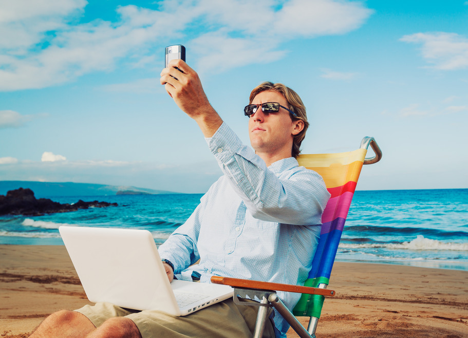 Business man on the beach